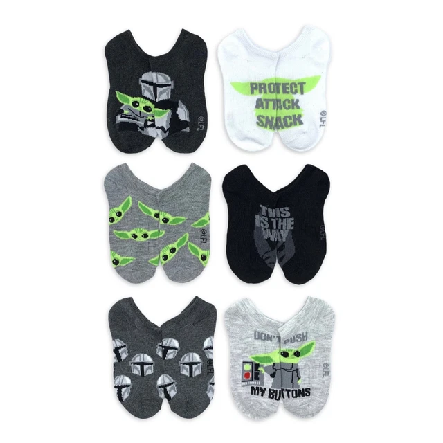 Star Wars Mandalorian 6 Pair Boys' No Show Socks Fits Shoe Size 3-9 Youth NEW