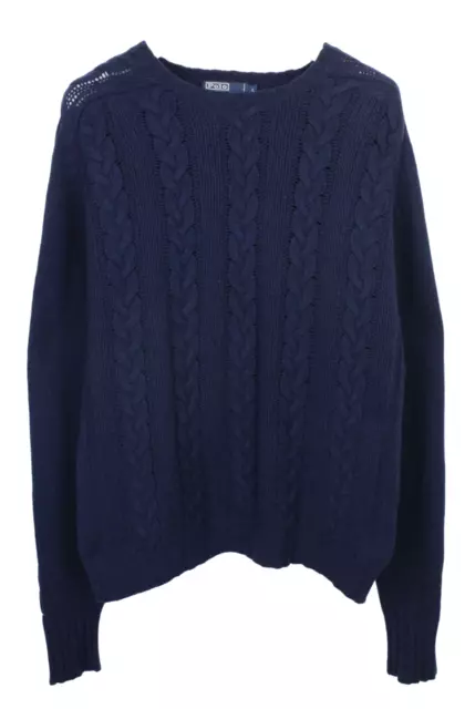 Polo By Ralph Lauren Maglione Uomo Grande Pullover Lana Lino Maglia Blu