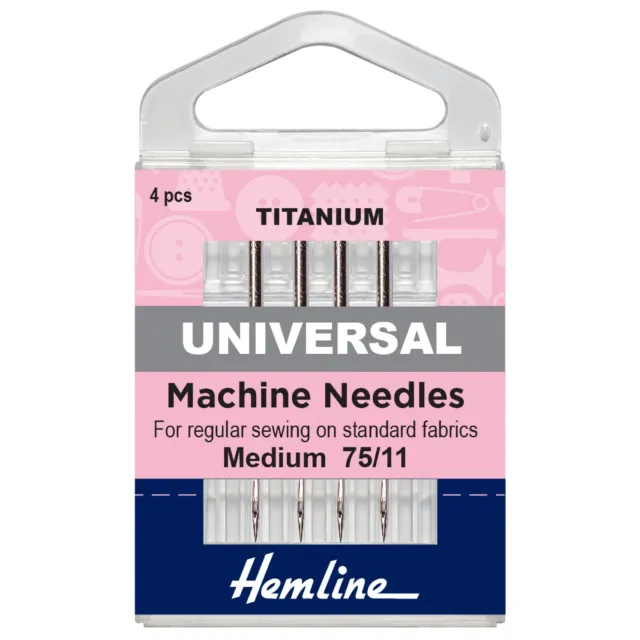 Universal Titanium Machine sewing Needles, sizes 75/11, Hemline, H100 T