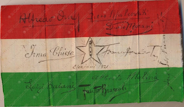 1921 PAVIA Elezioni politiche Giornale Popolo Blocco nazionale BANDIERA TESSUTO