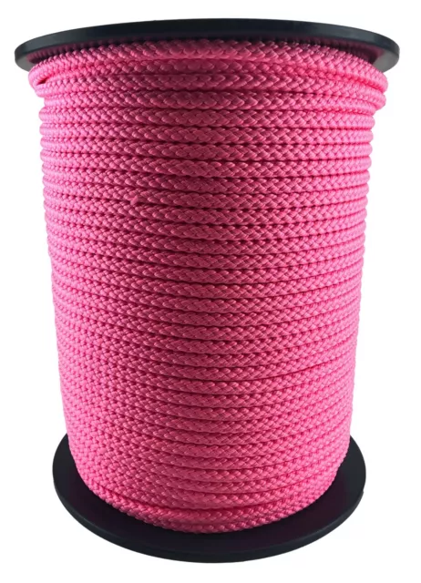 12mm Pink Braided Polypropylene Rope x 30 Metres, Paracord Drawstring Camping