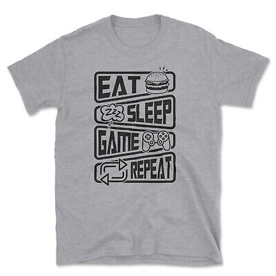 EAT Sleep Gioco Ripetere T-Shirt | Divertente Video Computer Gamer console VR Regalo