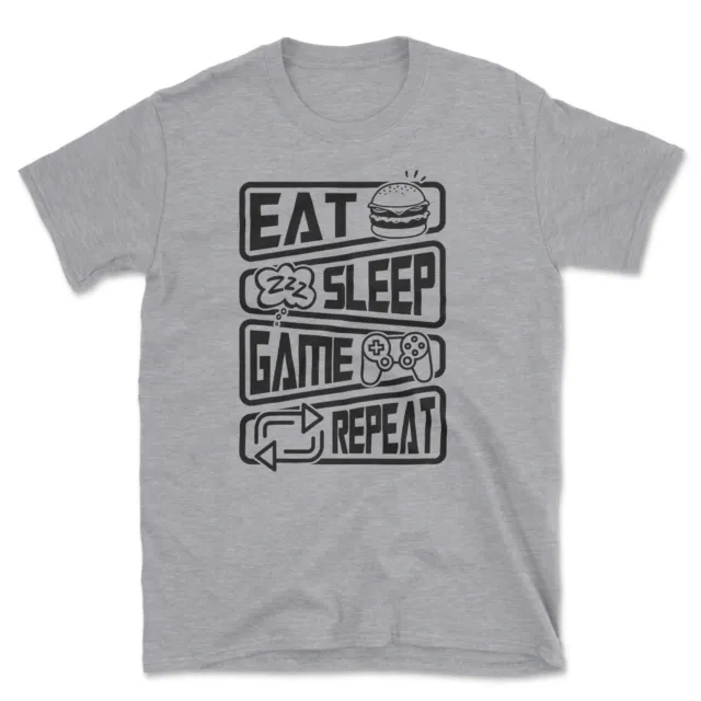 Eat Sleep Game Repeat T-Shirt | Funny Video Computer Gamer Console VR Gift
