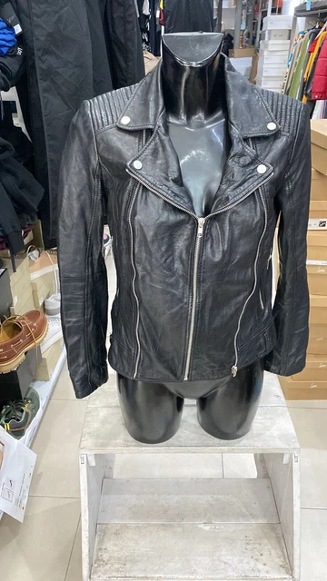 Veste En Cuir Véritable PULL & BEAR Homme - Taille M Noire - Occasion Très Bon État