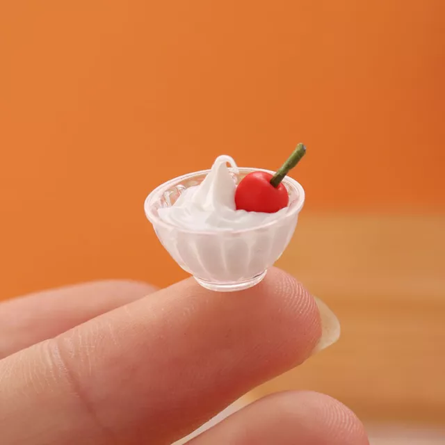 3PC 1:12 Scale Dollhouse Miniatures Mini Food Cherry Ice Cream Small Accessories