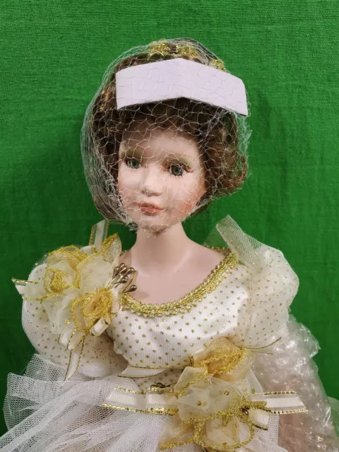 The Heritage Signature Collection Porcelain Angel Doll ~ COA ~ New ~ Stand
