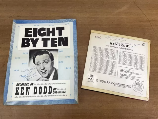 Vintage Early 60s Ken Dodd Signed Flyer and 7" Still Ken Dodd Vinyl Record