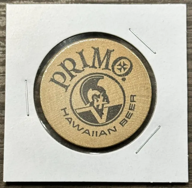Primo Hawaiian Beer Wooden Nickel - Primo Warrior - Hawaii Token Coin