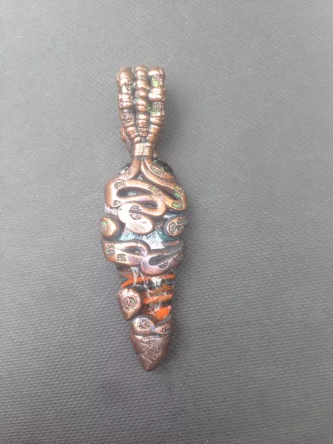 Apocalithics UV Reactive Glass Knapped, Wire Wrapped, And Copper Plated  Pendant