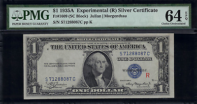1935A $1 Silver Certificate FR-1609 "R" Experimental - PMG 64 EPQ