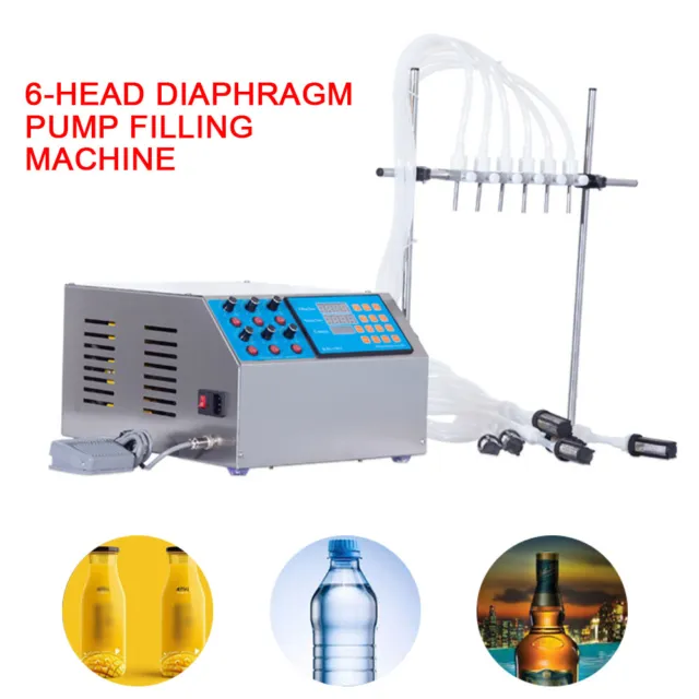 6-Head Liquid Filling Machine Digital Diaphragm Pump Semi-automatic 5L Bottle