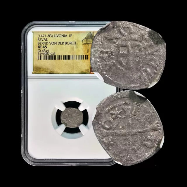 LIVONIA. 1471, Pfennig, Silver - NGC XF45 - Teutonic Order, Reval, Tallinn 033