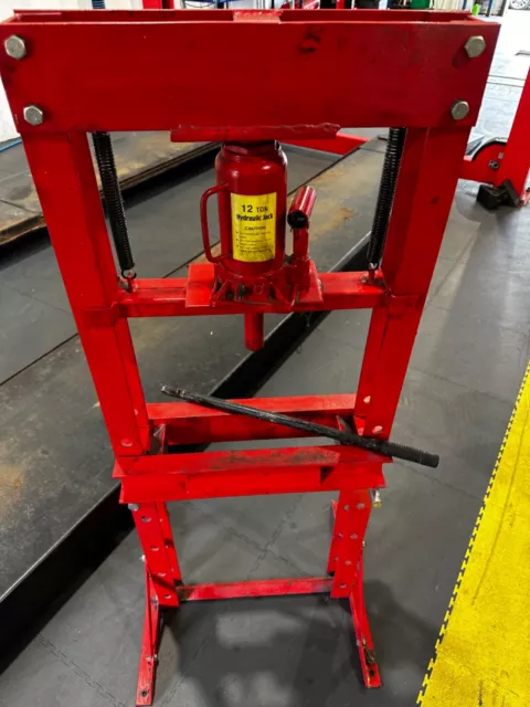 Red 12 Ton Heavy Duty Hydraulic Floor Standing Press for Workshop Garage Shop