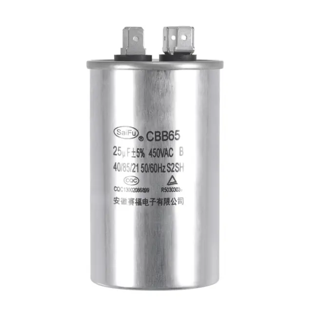 Condensateur Rond CBB65 25uF 25mfd 450V 40/85/21 Aluminium pour Climatisateur