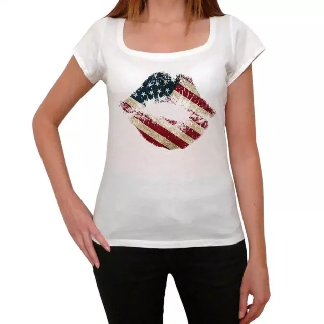 Camiseta Estampada para Mujer Labios Usa – Lips Usa – T-shirt Vintage