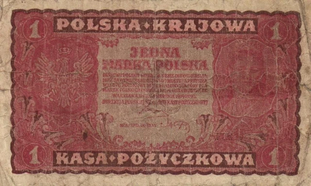 Poland P.23b  1 Marka Polska large serial 1919 VG