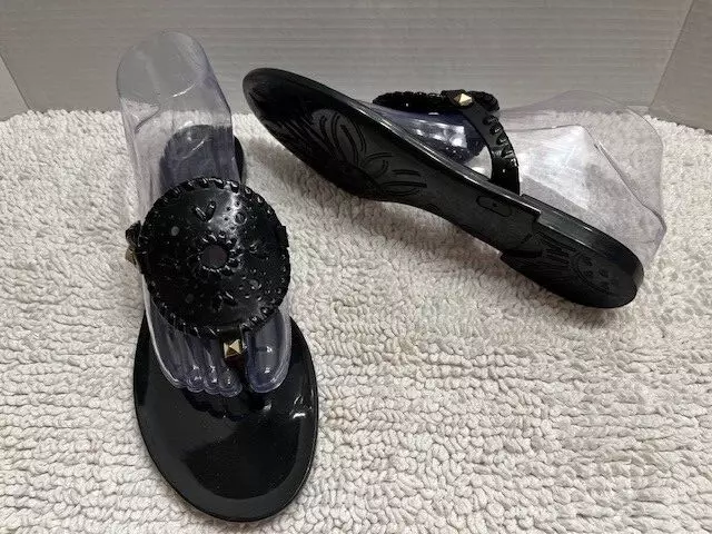 Jack Rogers Size 9 Black Jelly Georgica Thong Sandals Flip-Flops Flats