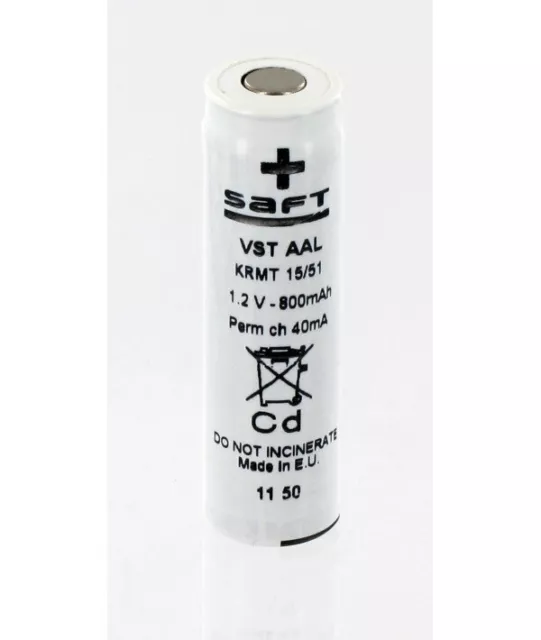 Batterie Saft 1.2V 800mAh VST AAL NiCd + cosses à souder