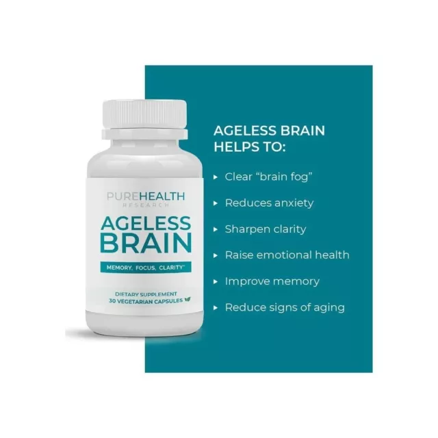 PureHealth Ageless Brain, Boost Brain Health, Memory, Focus, Clarity, 30ct 2