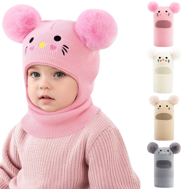 Chapeau Bébé Tricoté Main Rose Avec Pompon - Taille 0-3 Mois - Neuf Sans étiquettes