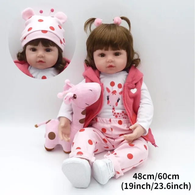 48cm / 60cm Reborn Doll Toy Soft Silicone Cloth Body Newborn Toddler Realistic