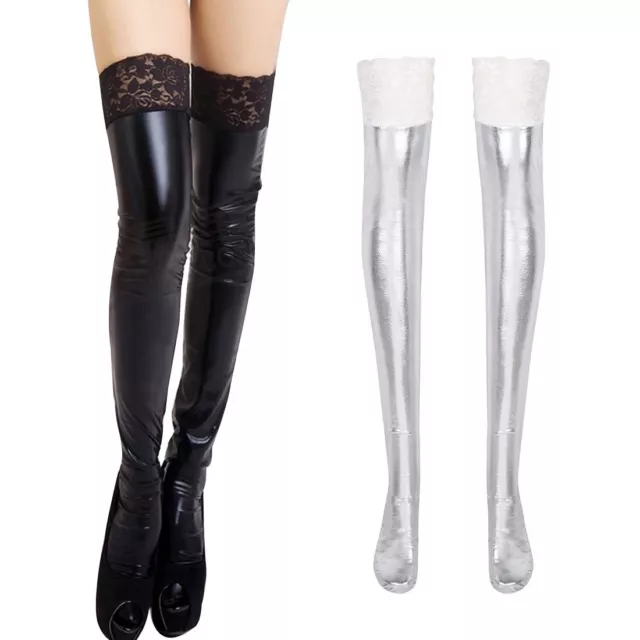 Women Lingerie Leggings Stockings Wet Look Clubwear Nightwear Thigh-High Socks