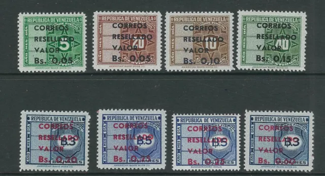 Venezuela 1965 Revenues Surimprimées Complet Ensemble (Sc 876-883) VF Mlh Frais