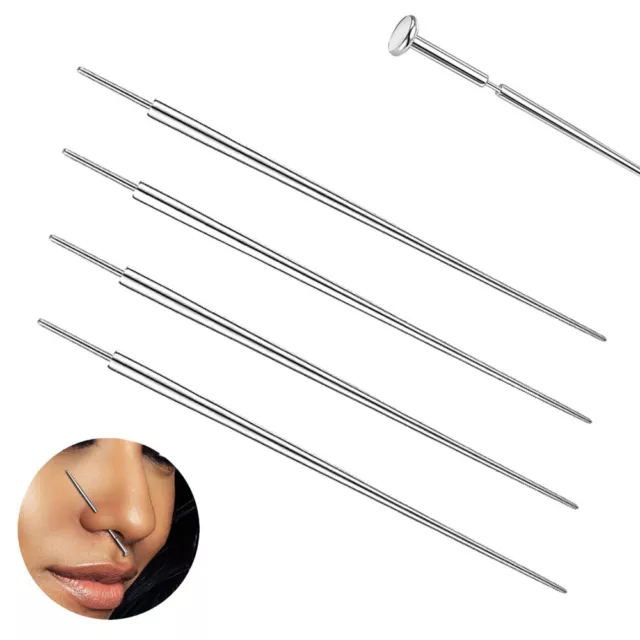 5Pcs Threaded/Threadless Piercing Needles for Nose Ear Navel Lip Stretching Kit