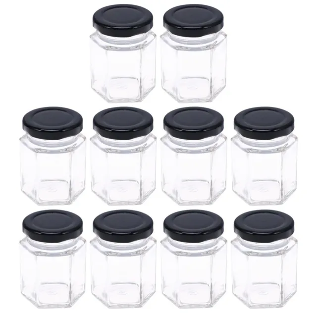 10 Pcs Crystal Honey Bottle Sugar Tank Clear Glass Bottles Caps Storage Jam Jar