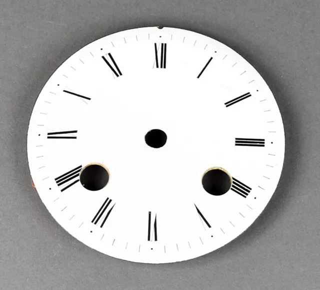 Kleines altes Email Zifferblatt f Pendule Kaminuhr Uhrwerk enamel clock dial