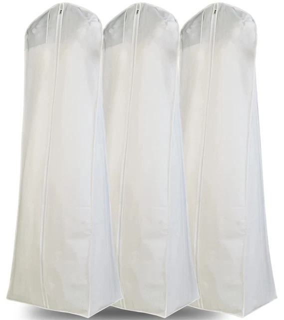 71 inches XL White Non-woven Wedding Dress Garment Bags Pack of 3