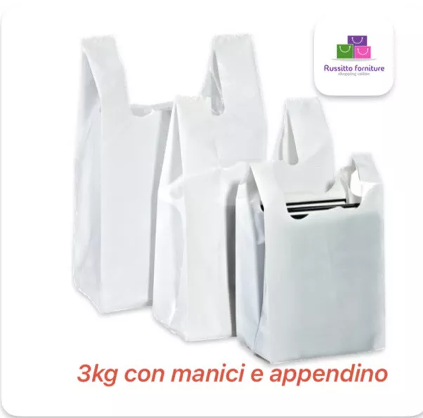 3kg buste di plastica shoppers 28x50 Medie Sacchetti Spesa Borse Negozio