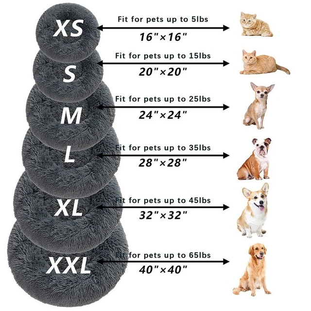 Donut Plush Bed Round Pet Dog Cat Calming Kennel Soft Warm Fluffy Sleeping Nest 11