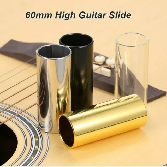 60MM GUITAR SLIDE Bar Stainless Steel Metal/Glass Finger Slides For ...