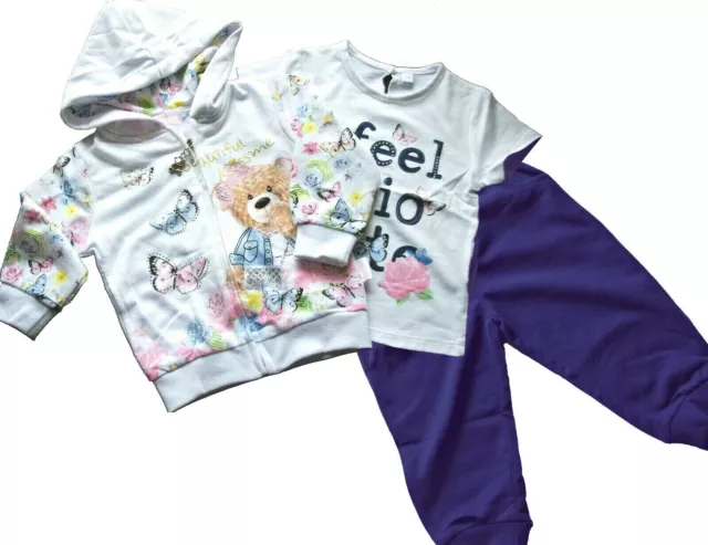 Completo 3 Pezzi Tuta Neonata Bambina Stampa Farfalle Taglia 12 Mesi