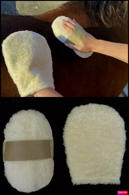 Real Leather & Sheepskin Massage / Strapping Pad, muscle toner. Coat shine glove