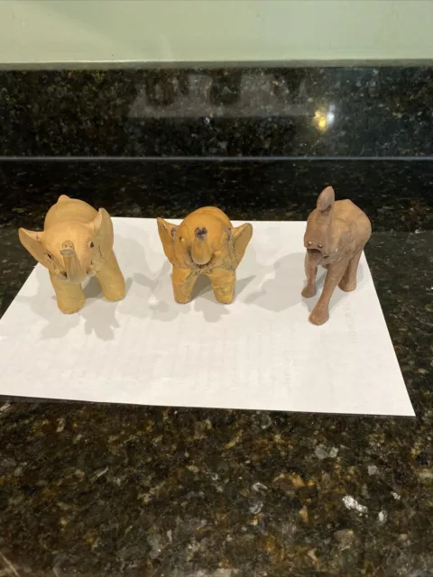 3 Vintage Elephants could be Paper Mache or wood or something else cool