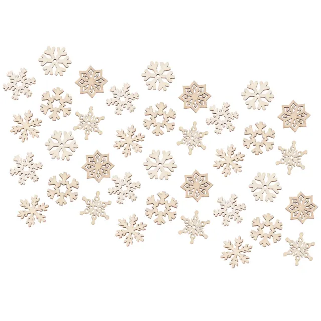 200 Pcs Wooden Snowflake Outdoor Ornament Christmas Pendant