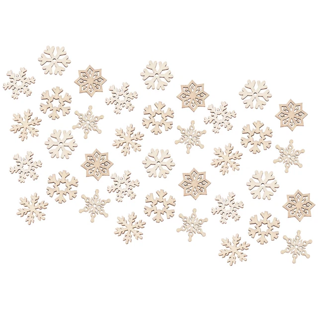 200 Pcs Wooden Snowflake Outdoor Ornament Christmas Pendant