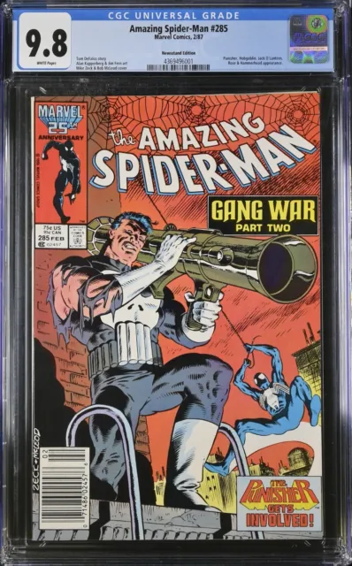 Amazing Spider-Man#285 Newsstand CGC 9.8 NM/MT WP Punisher 1987 Marvel Comics