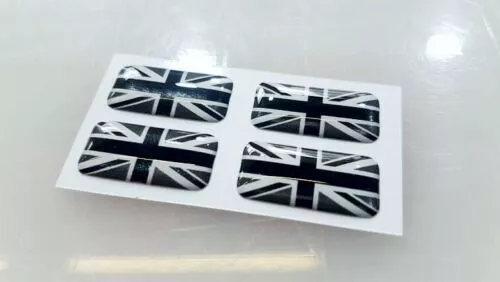 Union Jack 3D Gel gewölbt Aufkleber Flagge Auto Aufkleber schwarz-weiß 20x10 mm x4