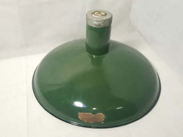 Vintage Green Porcelain Enamel Light Shade Barn Gas Station Fixture Westinghouse