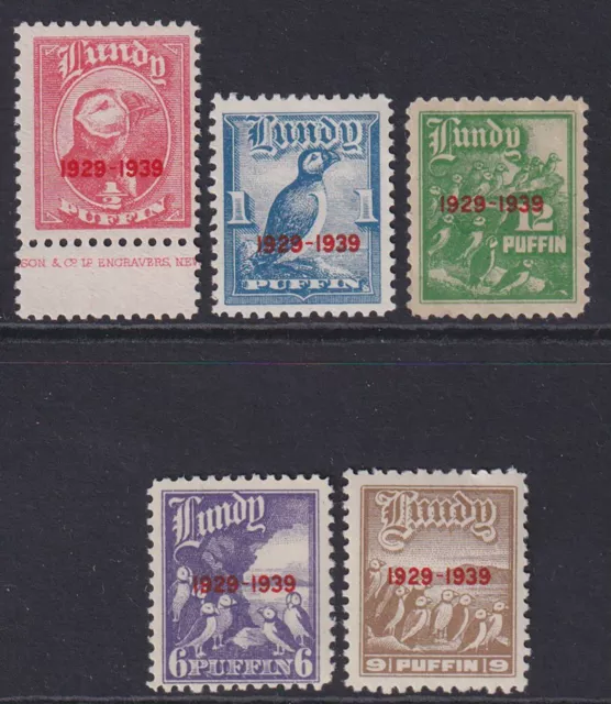 Lundy Island. 1939. 10th Anniversary Overprints. Unmounted.