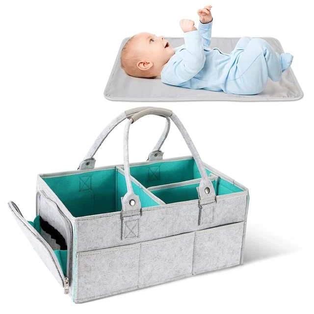 Diaper Caddy with Changing Pad Liner, Diaper Caddy Organizer for Baby Girl and B
