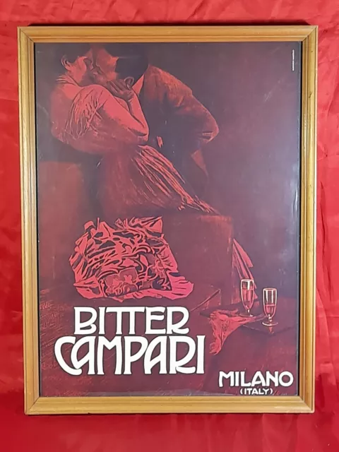 POSTER BITTER CAMPARI MILANO (ITALY) riproduzione cm.30x40 con cornice d'epoca
