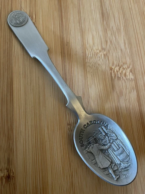 1976 Franklin Mint SOUTH CAROLINA Colony Pewter Souvenir Spoon 6.5"