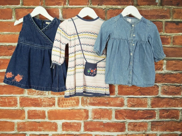 Pacchetto Abiti Rocha H&M M&S Bambine Età 6-9 Mesi Maglione Denim Inverno 74Cm