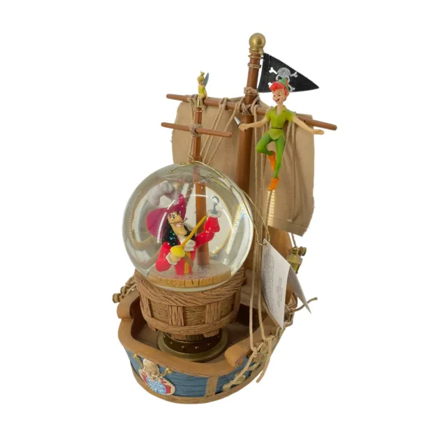 Disney Peter Pan Captain Hook Pirate Ship Showdown Snow Globe Light Up w/ Music!