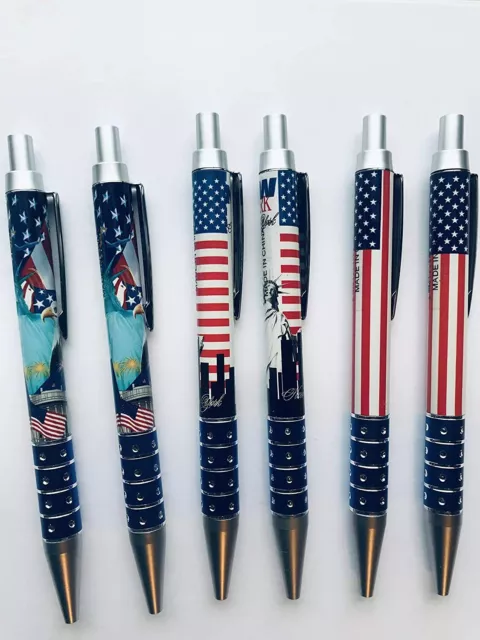 US Flag Design - NY Liberty of Statue Design Pens - USA Souvenir Pack of 6
