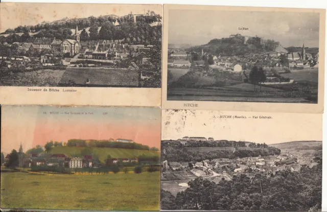 Lot de 4 cartes postales anciennes old postcards BITCHE MOSELLE 2